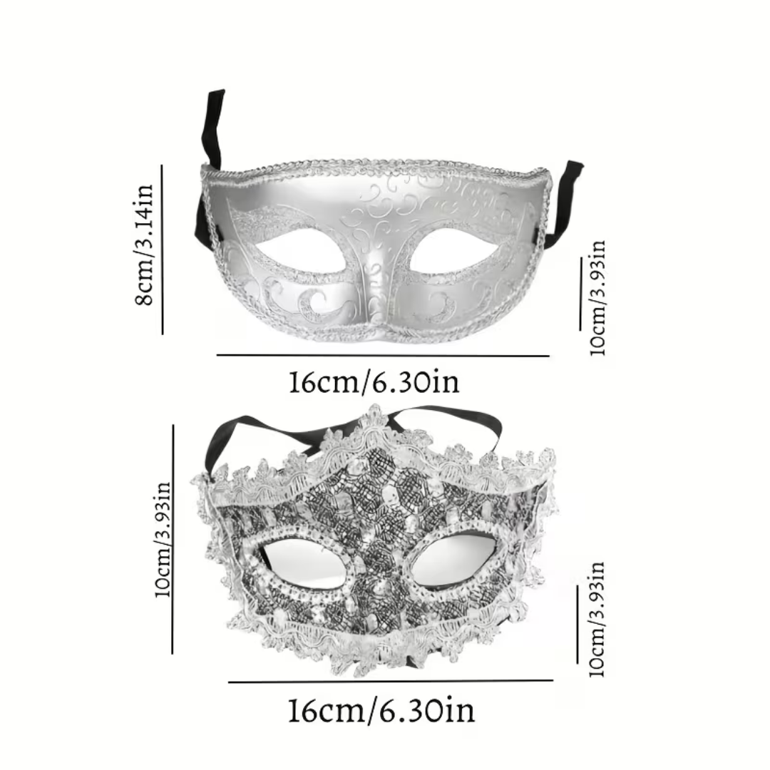 2pcs Couple Half-Face Party Masks