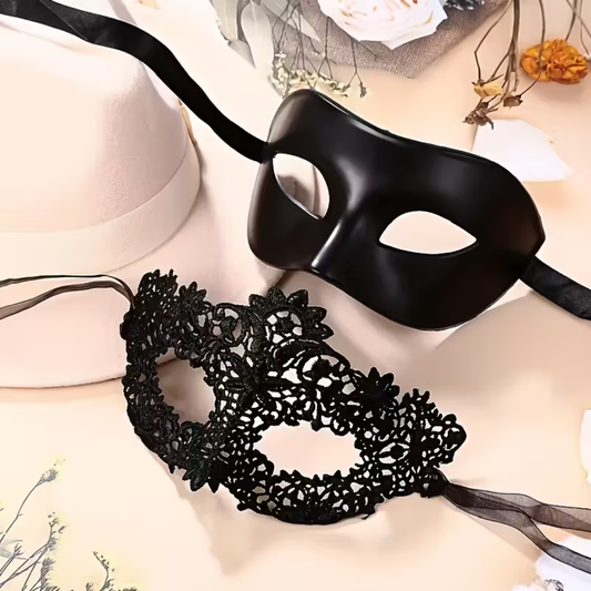 2pcs Black Couple Party Mask
