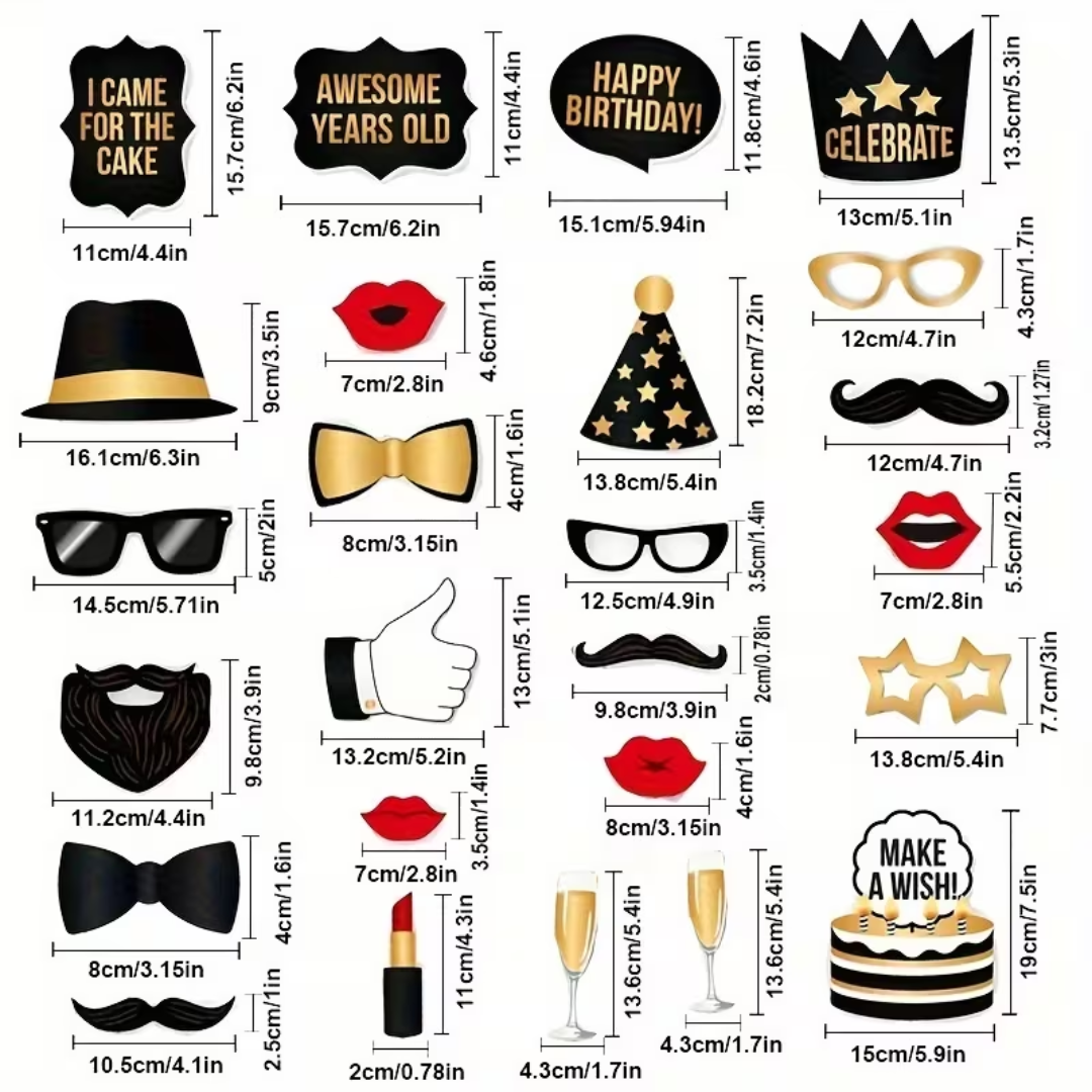 25pcs Birthday Photo booth Props
