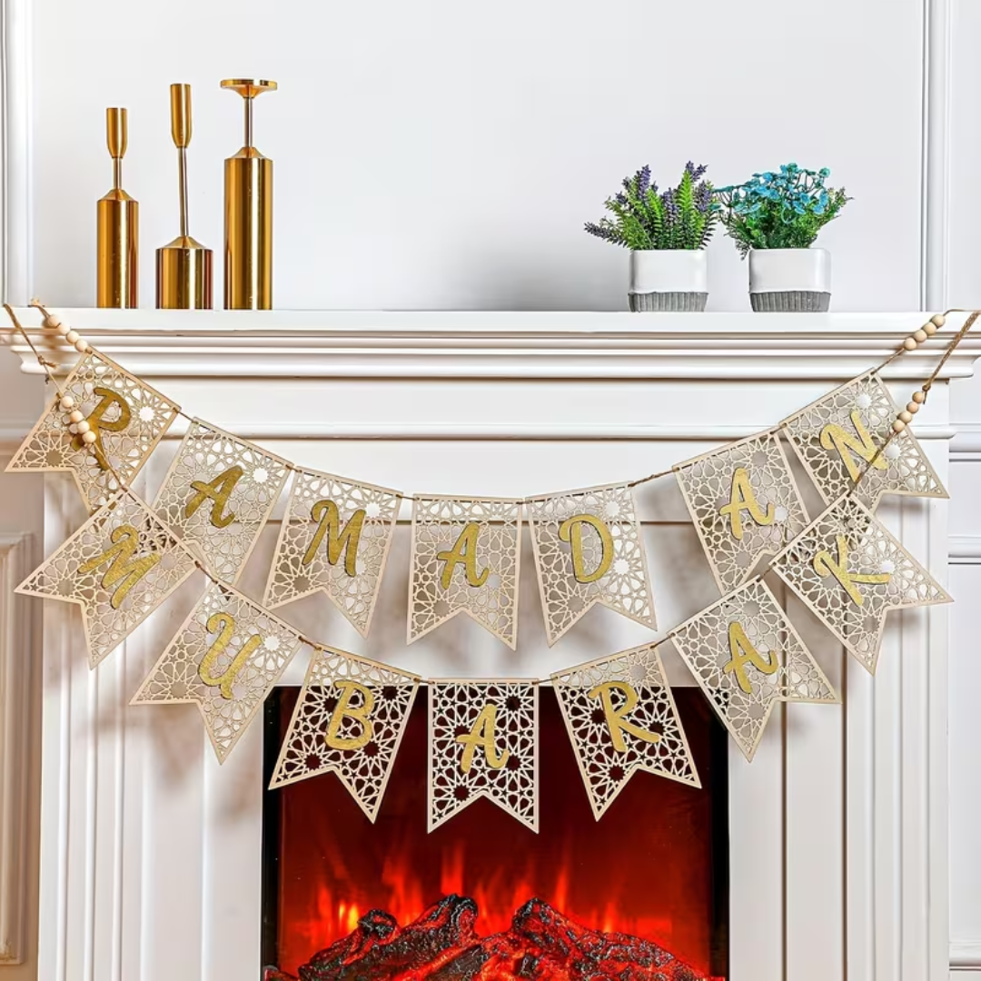 Ramadan Mubarak Wooden Banner