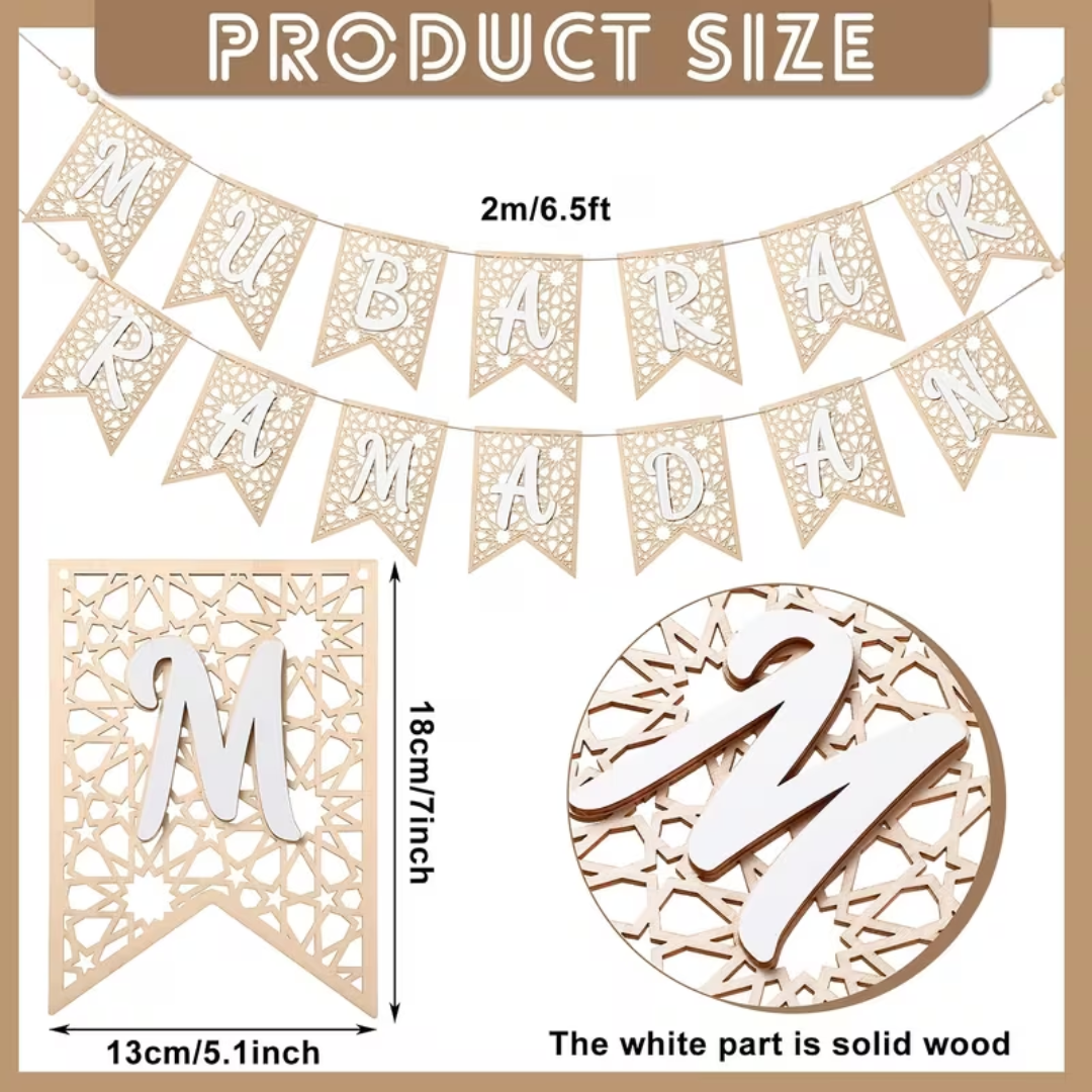 Ramadan Mubarak Wooden Banner