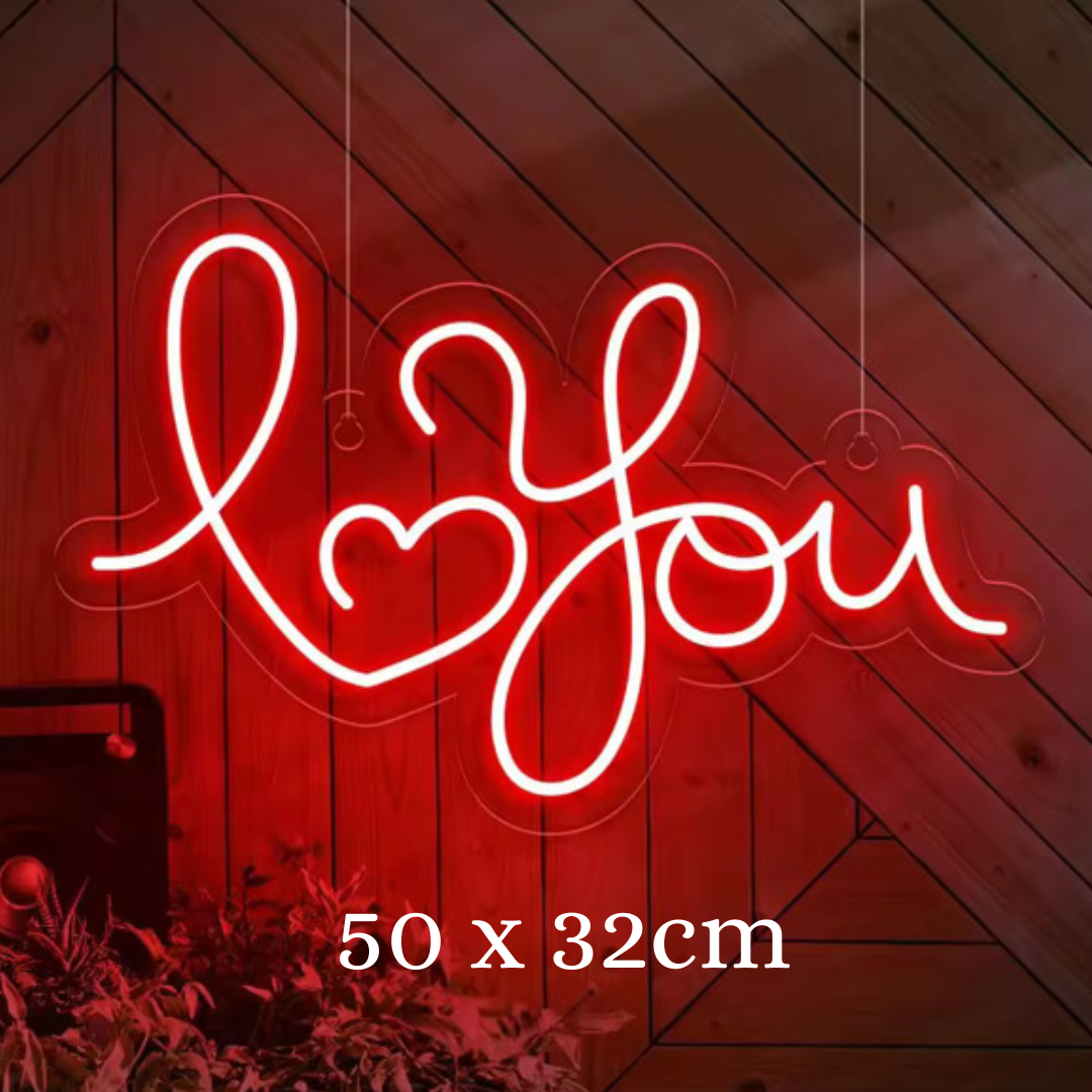 "I love you" Red Neon Led Sign - 50 x 32cm for rent