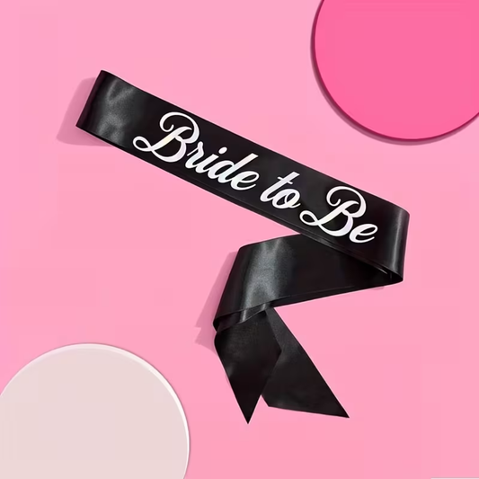 Black and Silver Bride to be Sash