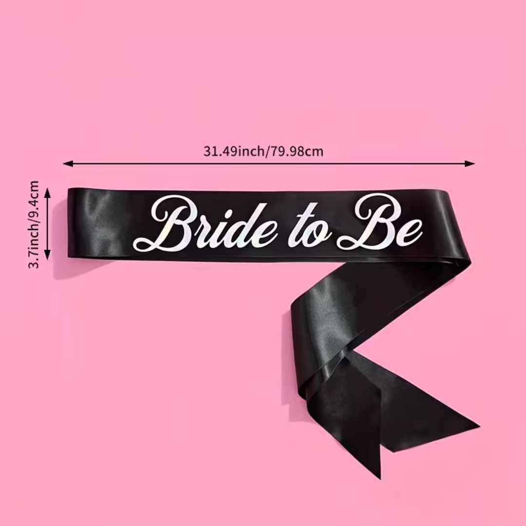 Black and Silver Bride to be Sash