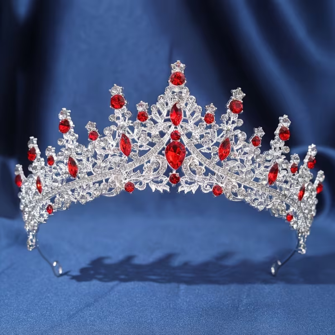 Silver and Red Bridal Crown