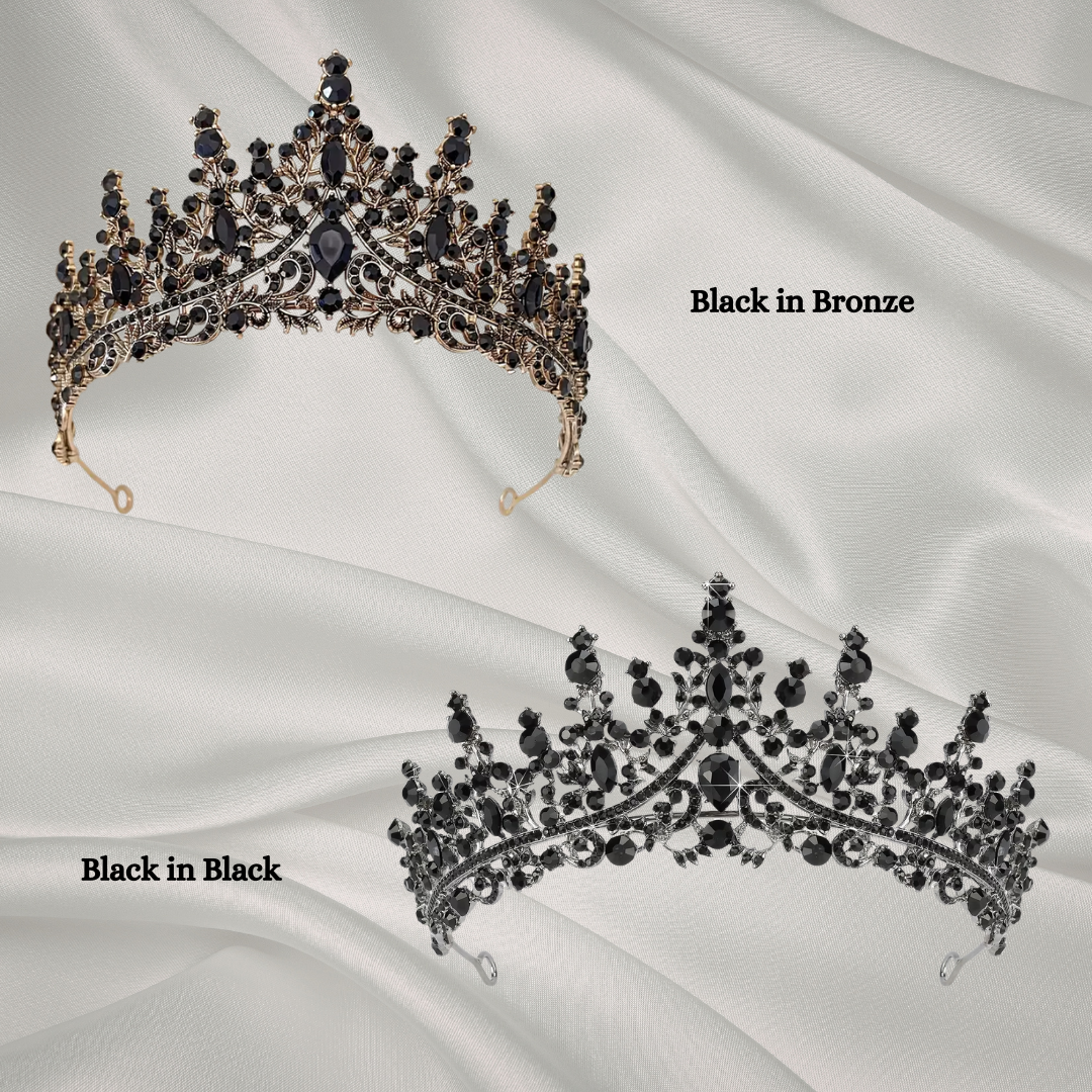 Vintage Black Rhinestone bridal crown