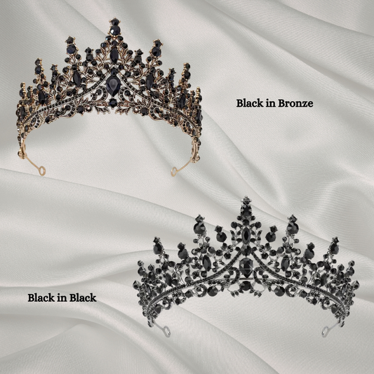 Vintage Black Rhinestone bridal crown