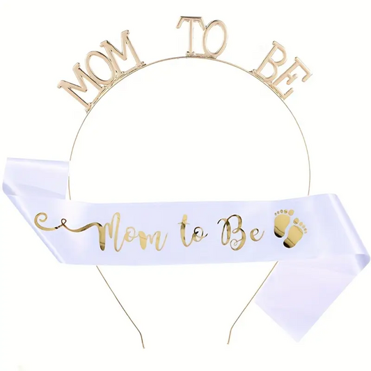 Gold Mom to be sash and crown