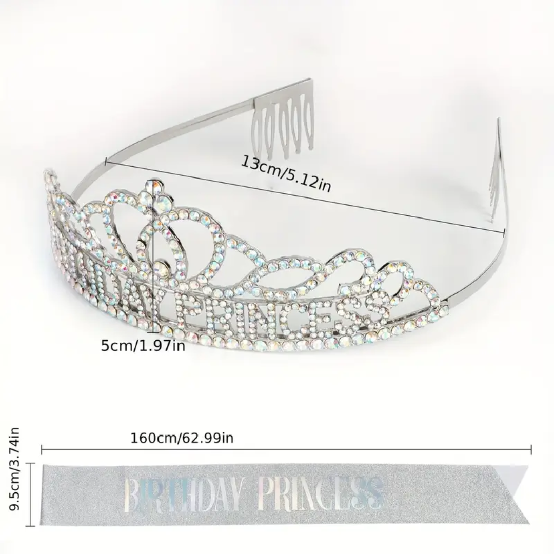 Birthday Princess Tiara and Sash Set