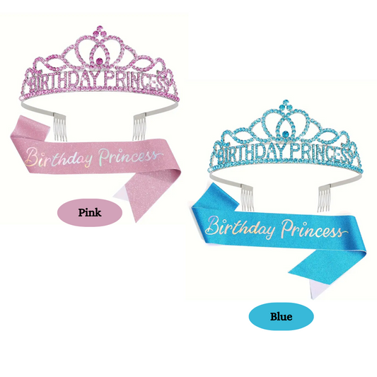 Birthday Princess Tiara and Sash Set