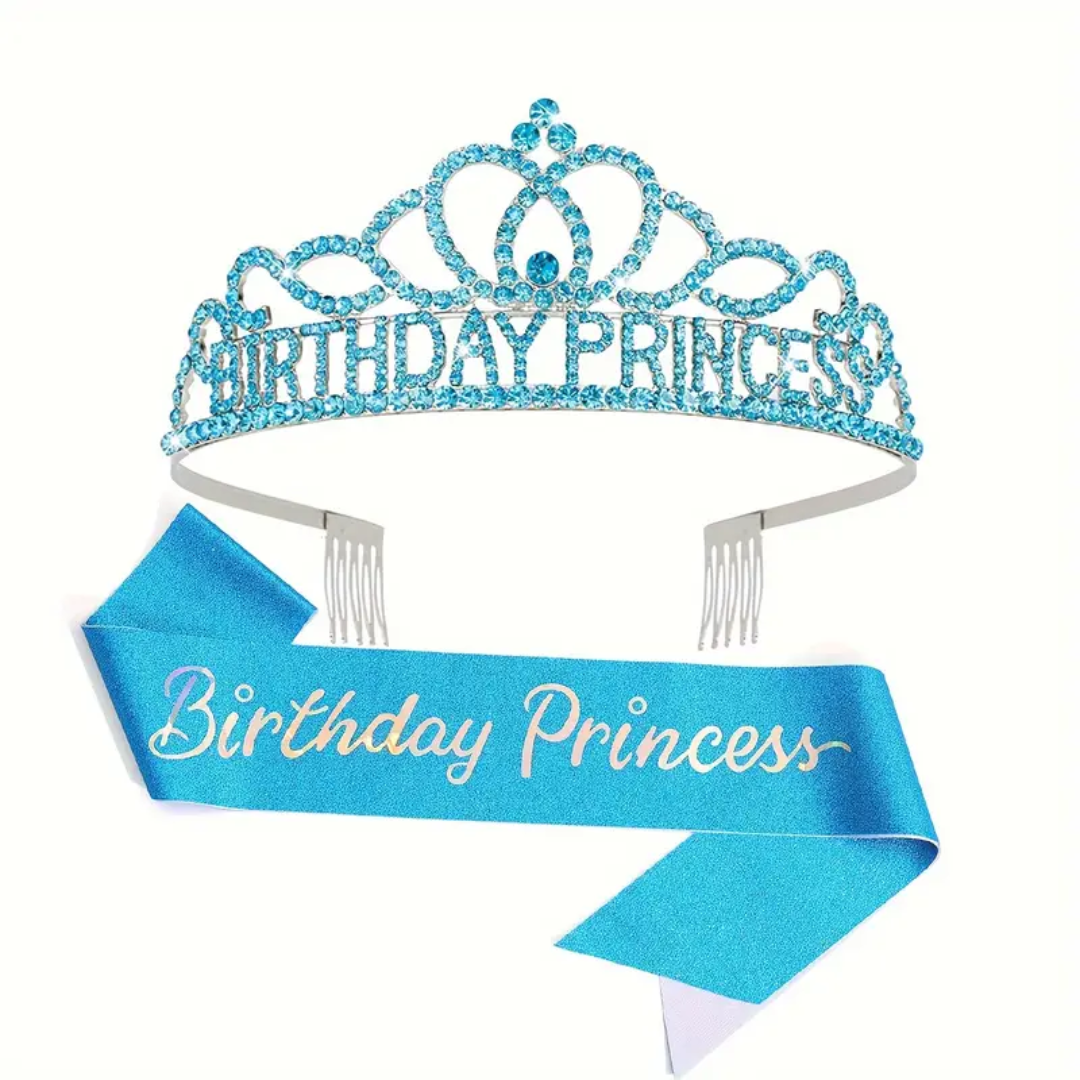 Birthday Princess Tiara and Sash Set