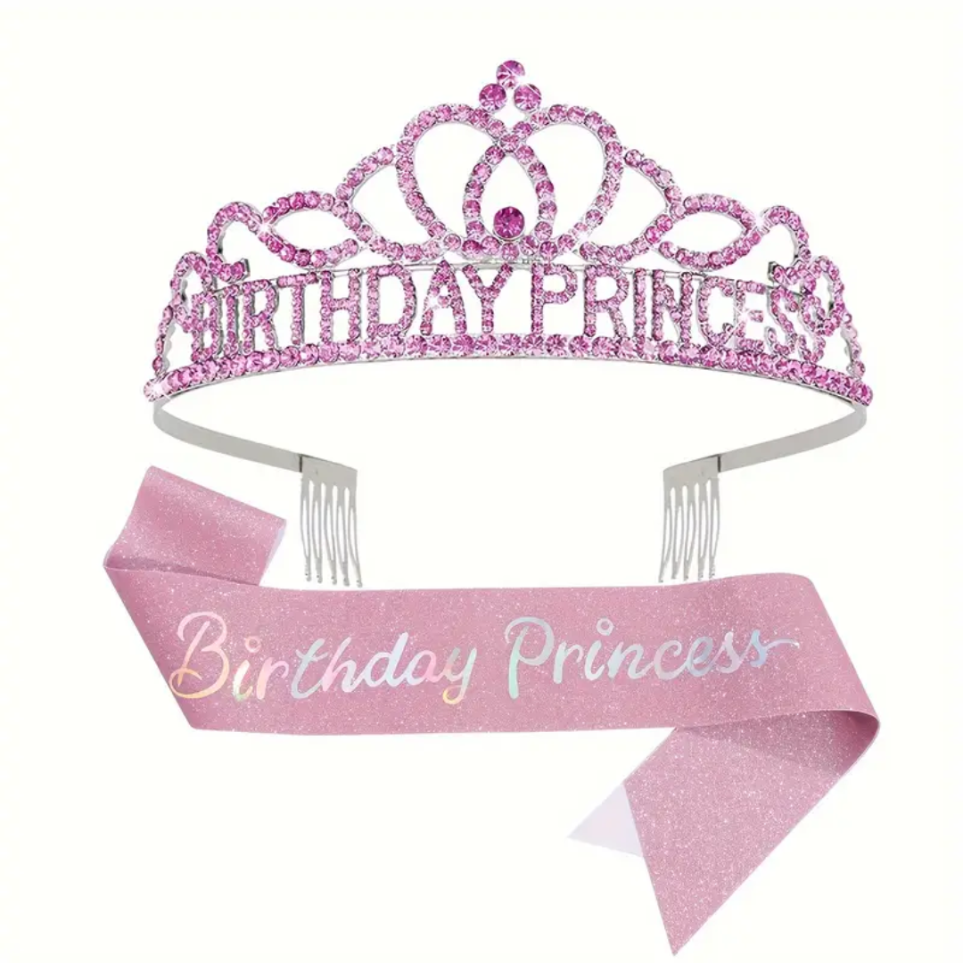 Birthday Princess Tiara and Sash Set
