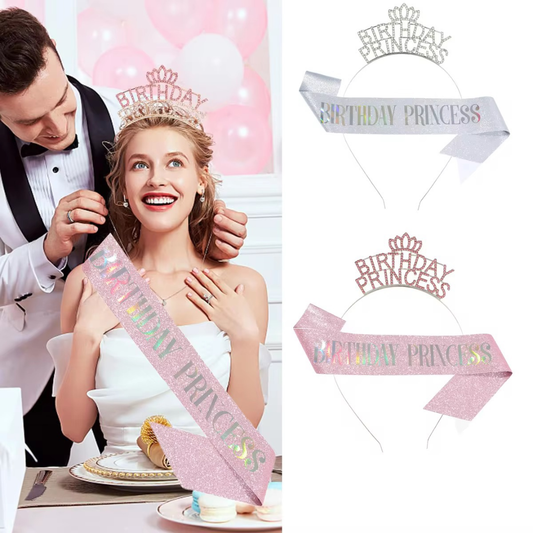 Birthday Princess Sash and Crown set