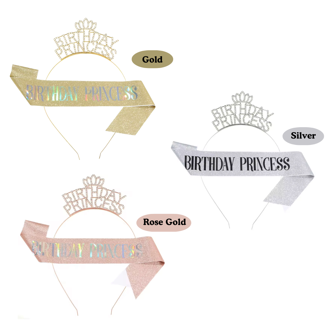 Birthday Princess Sash and Crown set