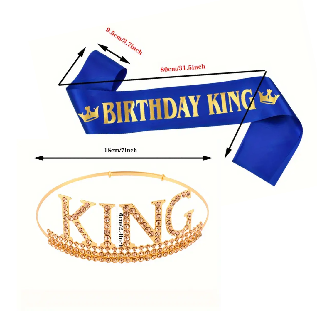 Birthday King Crown and Sash Set