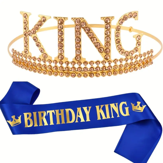 Birthday King Crown and Sash Set