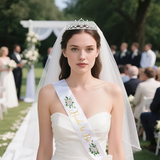 3pcs White and gold Bride to be set