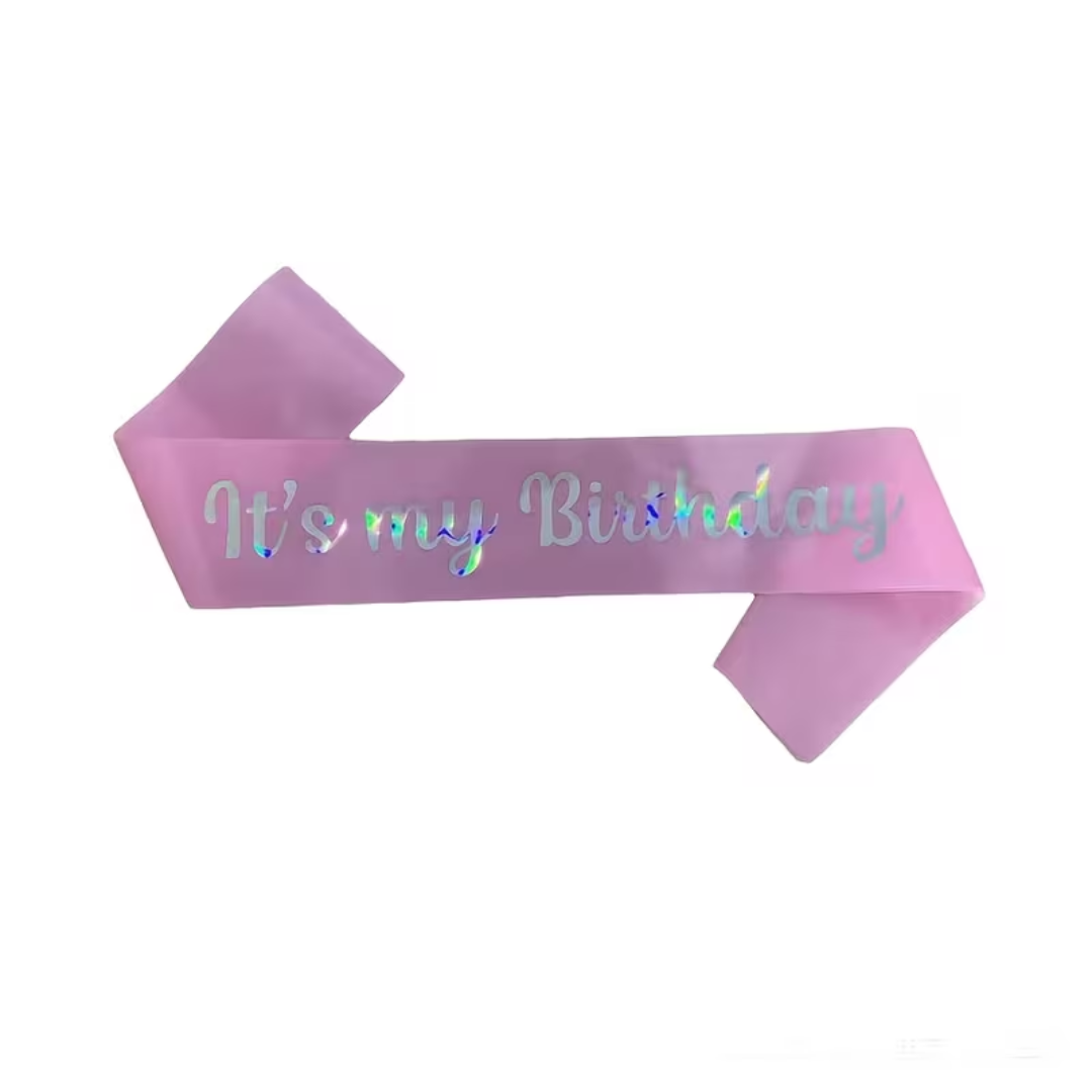 Pink and Silver It's My Birthday Sash