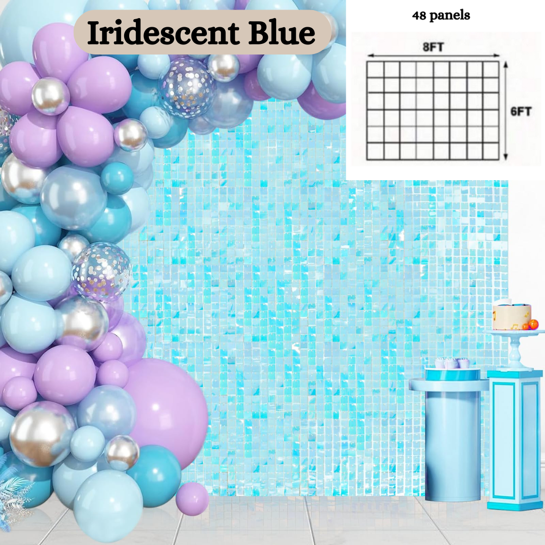 48pcs Iridescent Blue Shimmer Wall Backdrop