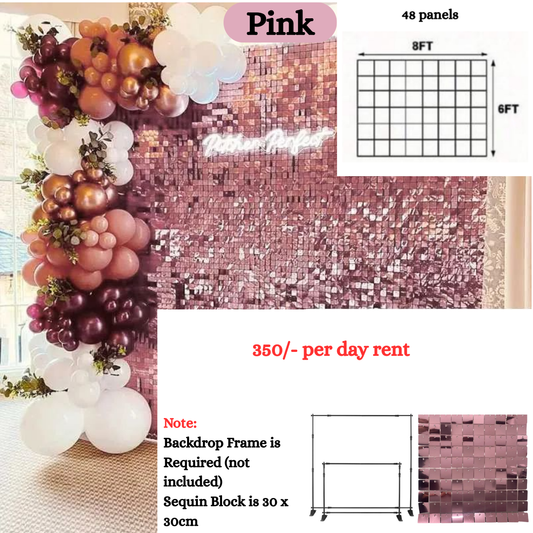48pcs Pink Shimmer Wall Backdrop for the Rent (Cylinder not included)