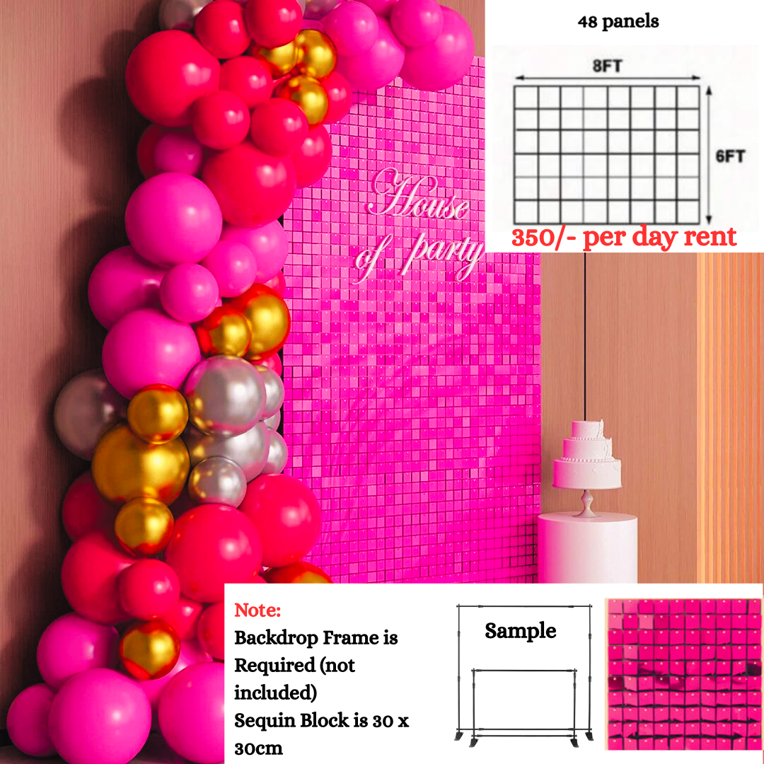 48pcs Hot Pink Shimmer Wall Backdrop for the Rent