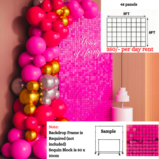 48pcs Hot Pink Shimmer Wall Backdrop for the Rent