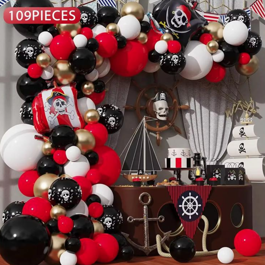 109pcs Pirate Balloon Decoration Kit with Foil Balloons