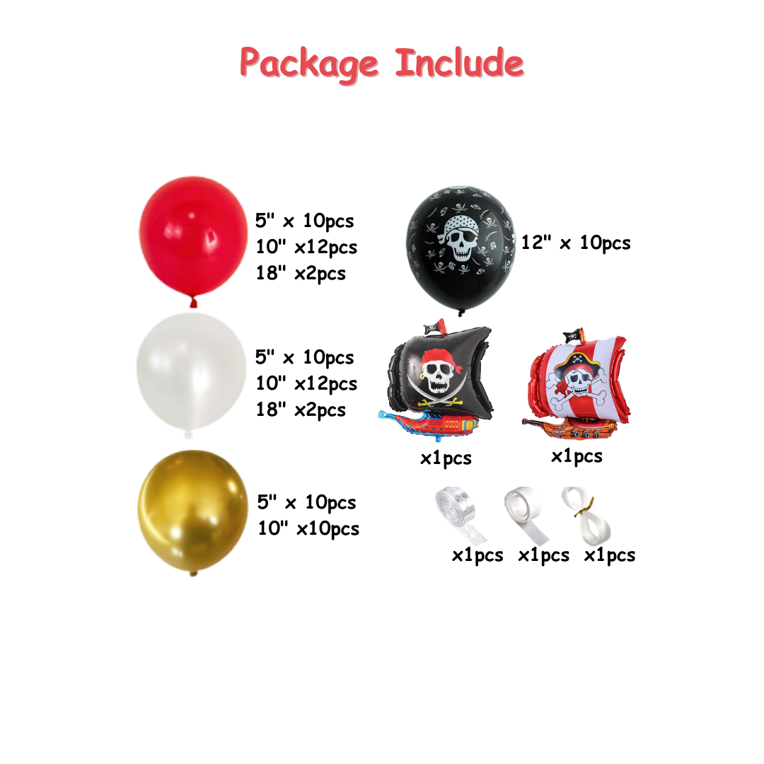 109pcs Pirate Balloon Decoration Kit with Foil Balloons