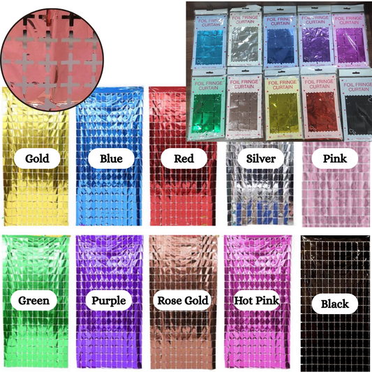 Small Shiny Square Foil Curtain (Size: 100 x 200 cm)