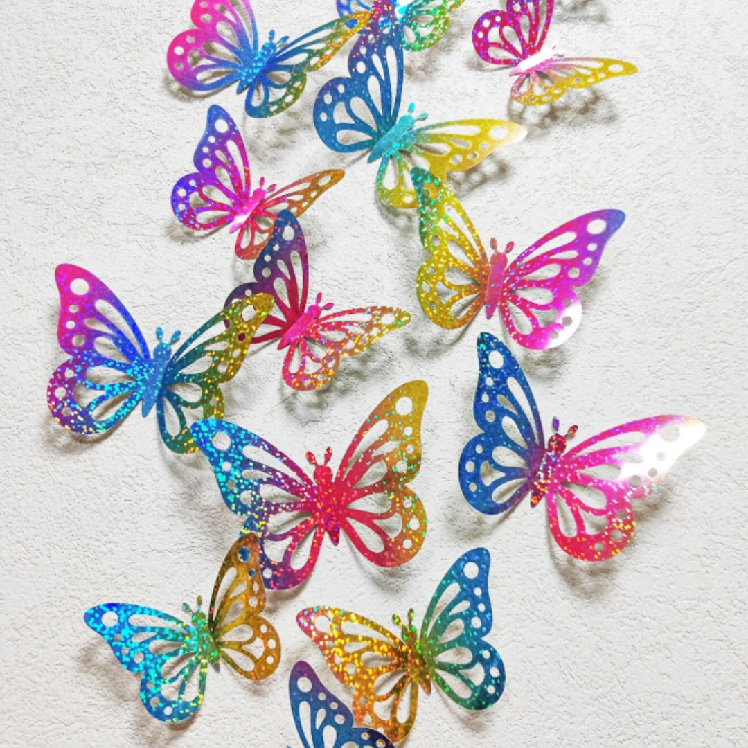 12pcs Multicolor 3D Butterfly Sticker