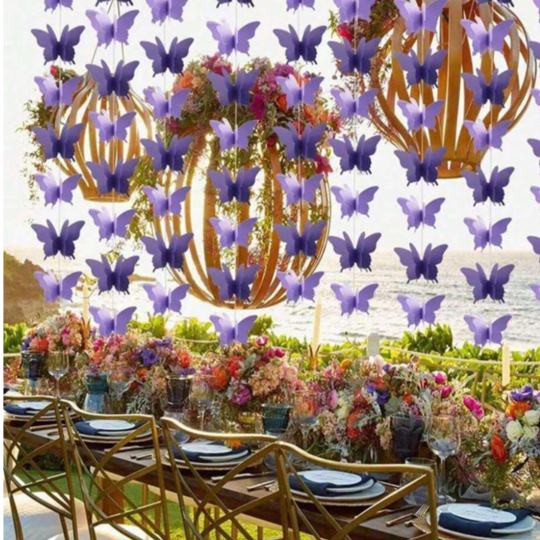 3D Purple Butterfly Hanging Banner