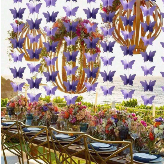 3D Purple Butterfly Hanging Banner