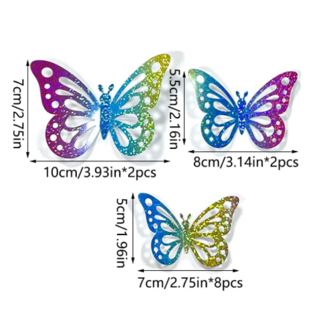 12pcs Multicolor 3D Butterfly Sticker