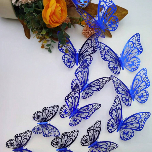 12pcs Blue 3D Butterfly Sticker