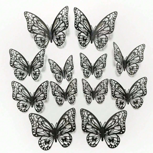 12pcs 3D Black Butterfly Sticker