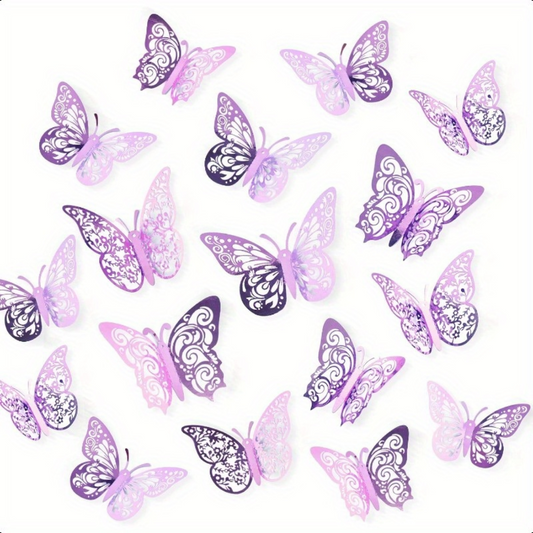 12pcs Purple 3D Butterfly