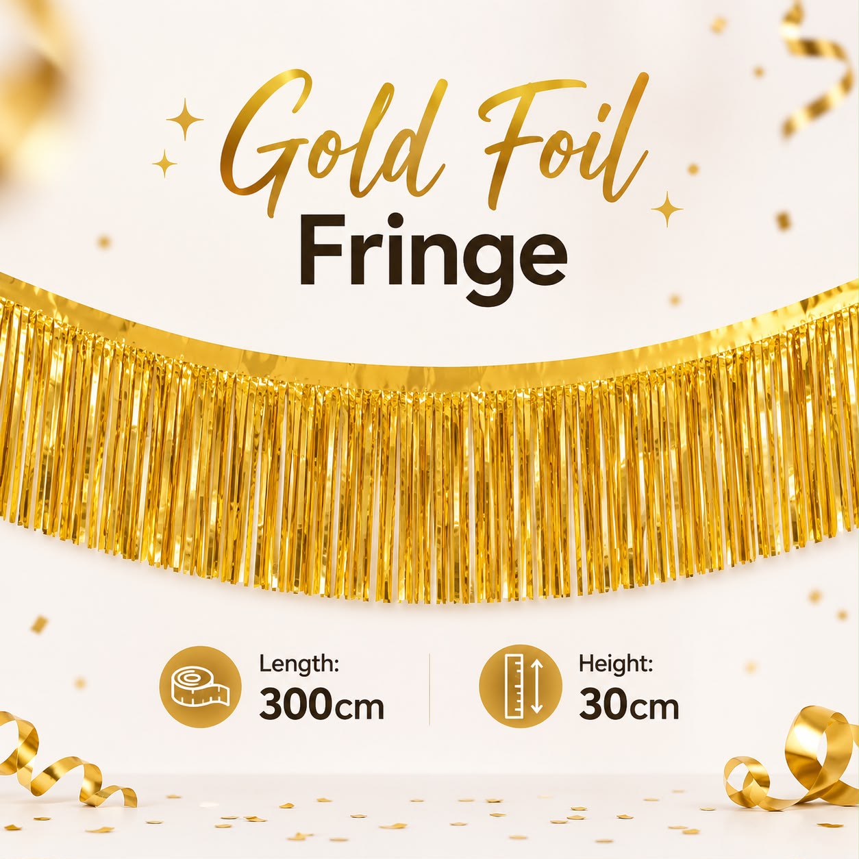 1pcs Gold 300cm Foil Fringe