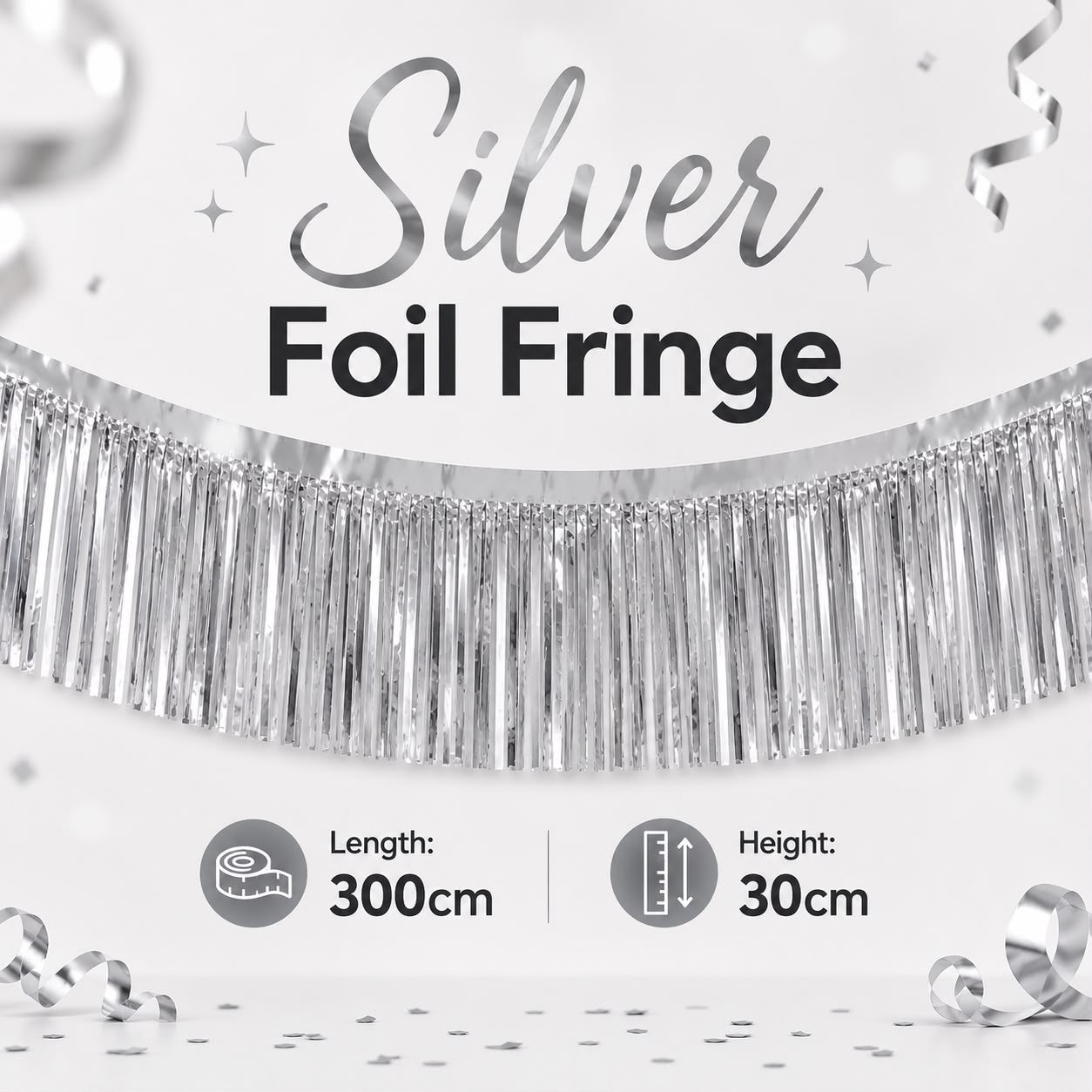 1pcs Silver 300cm Foil Fringe
