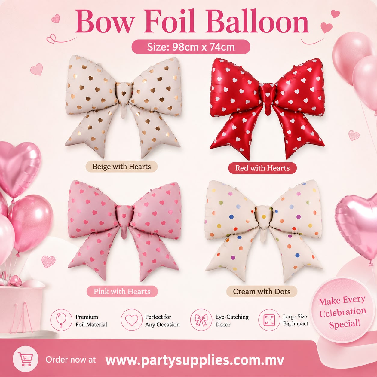 1pcs Large Bow Foil Balloon