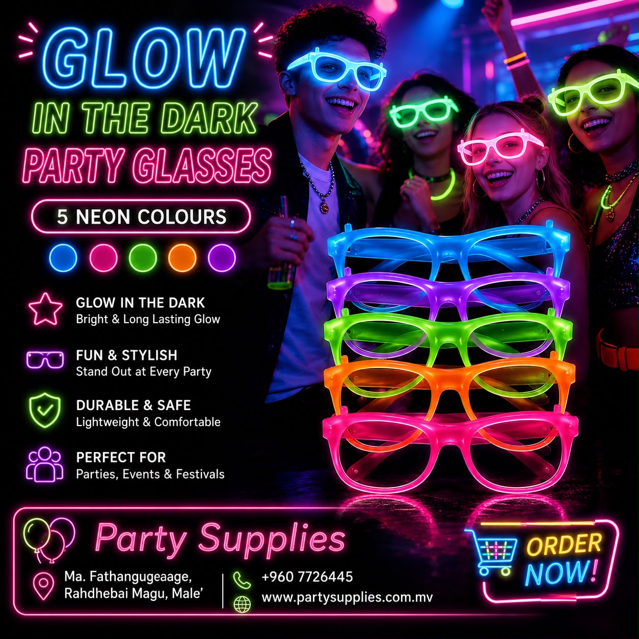 1pcs Glow in the dark Party Neon Glasses