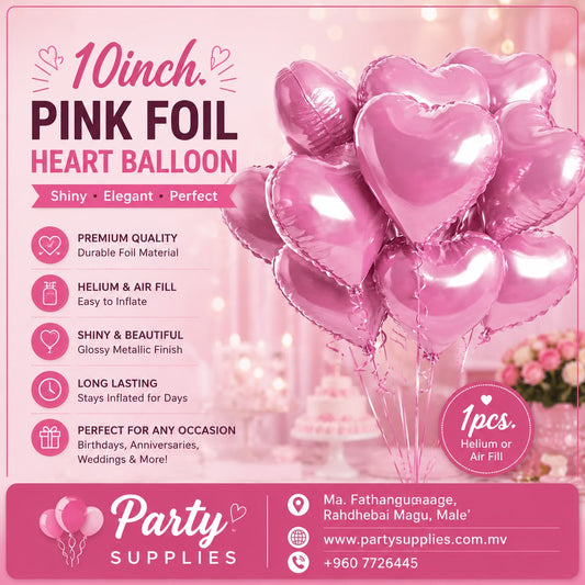 1pcs 10inch Pink Foil Heart Balloon