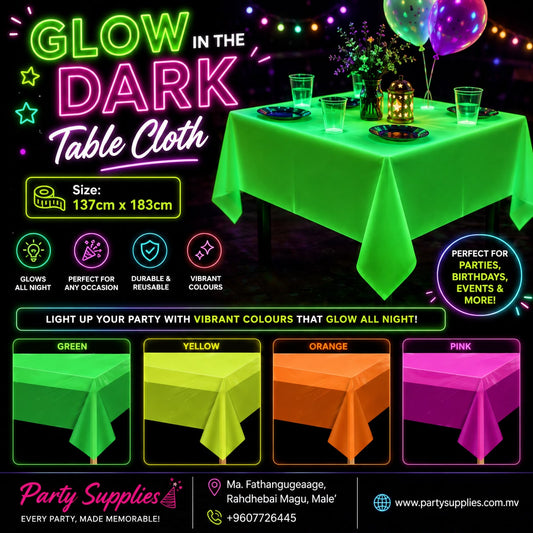 1pcs Glow in the dark Neon Table Cover (size: 137 x 183 cm)
