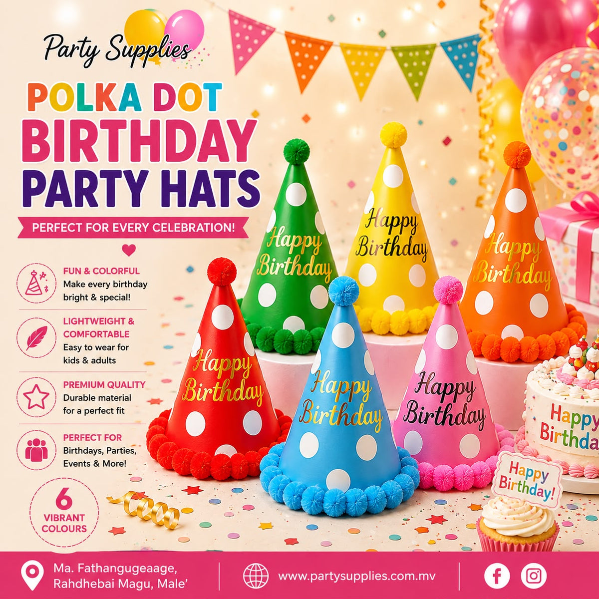 Polka Dot Birthday Party Hats