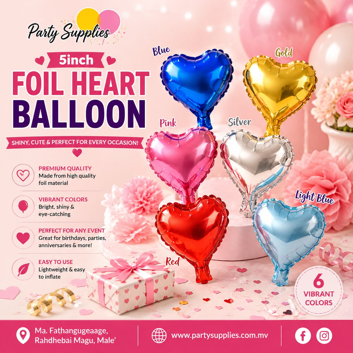 1pcs 5inch Foil Heart Balloon