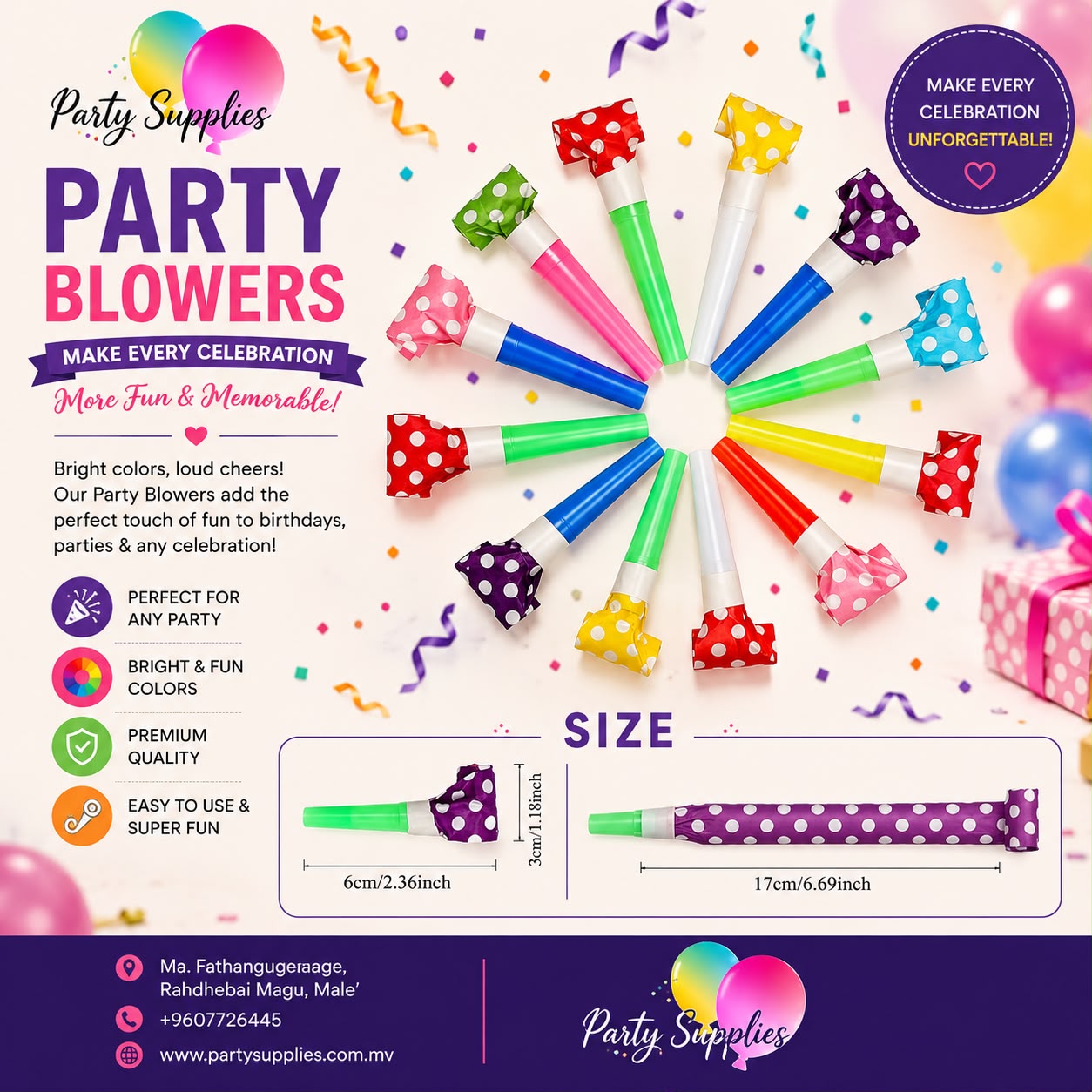 1pcs Polka Dot Party Blowers