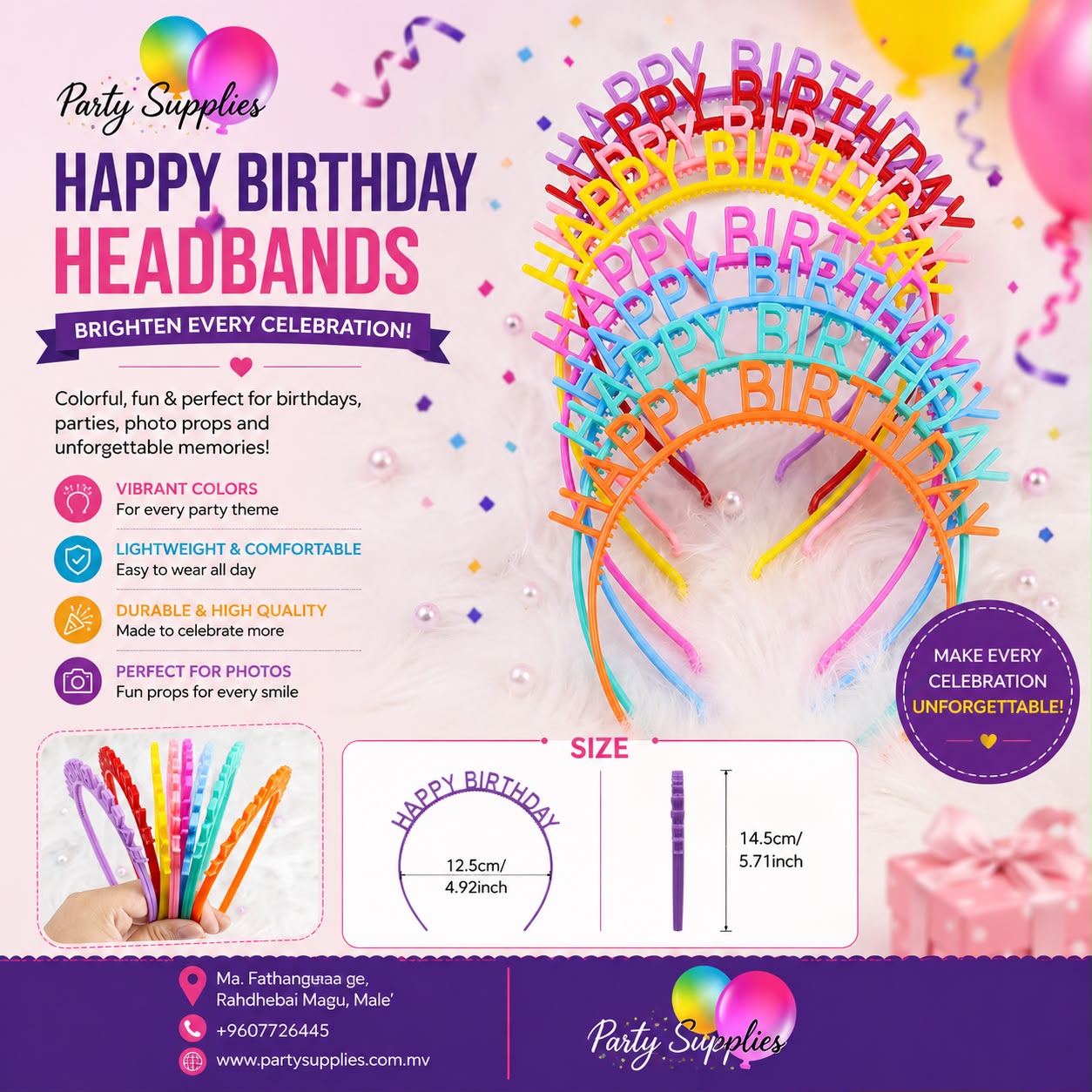 1pcs Random Letter Happy Birthday Headband