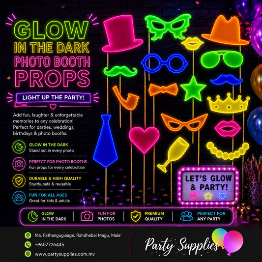 18pcs Glow in the Dark Neon Fluorescent Party Photo Booth Props