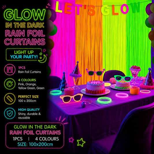 1pcs Glow in the Dark Neon Fluorescent Rain Foil Curtains