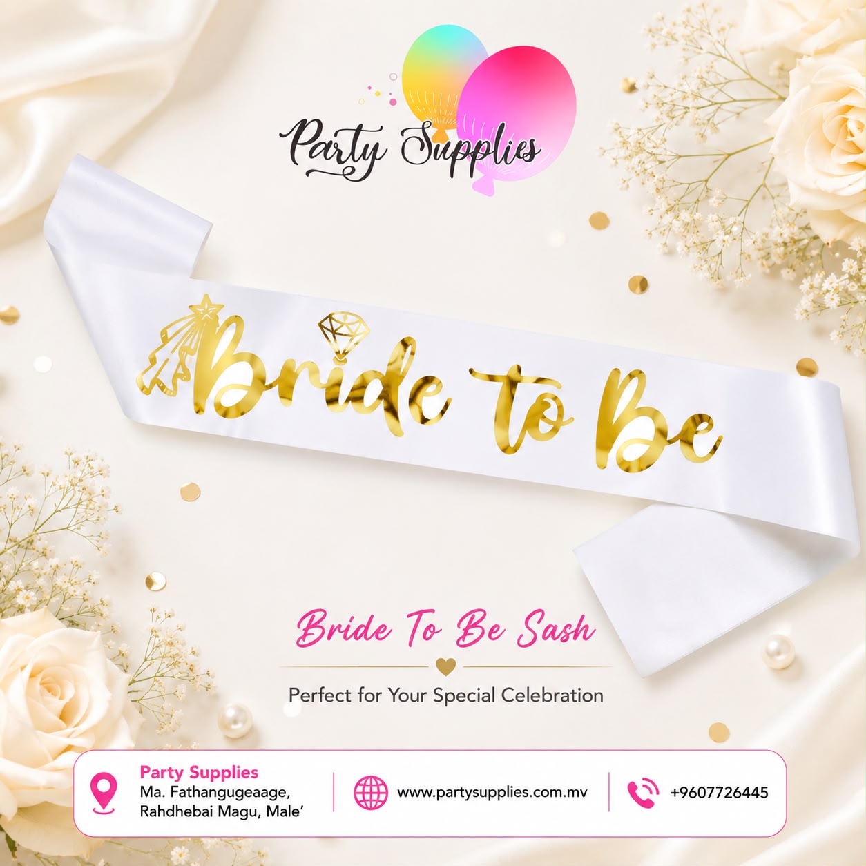 White Sash with Gold Bride to Be