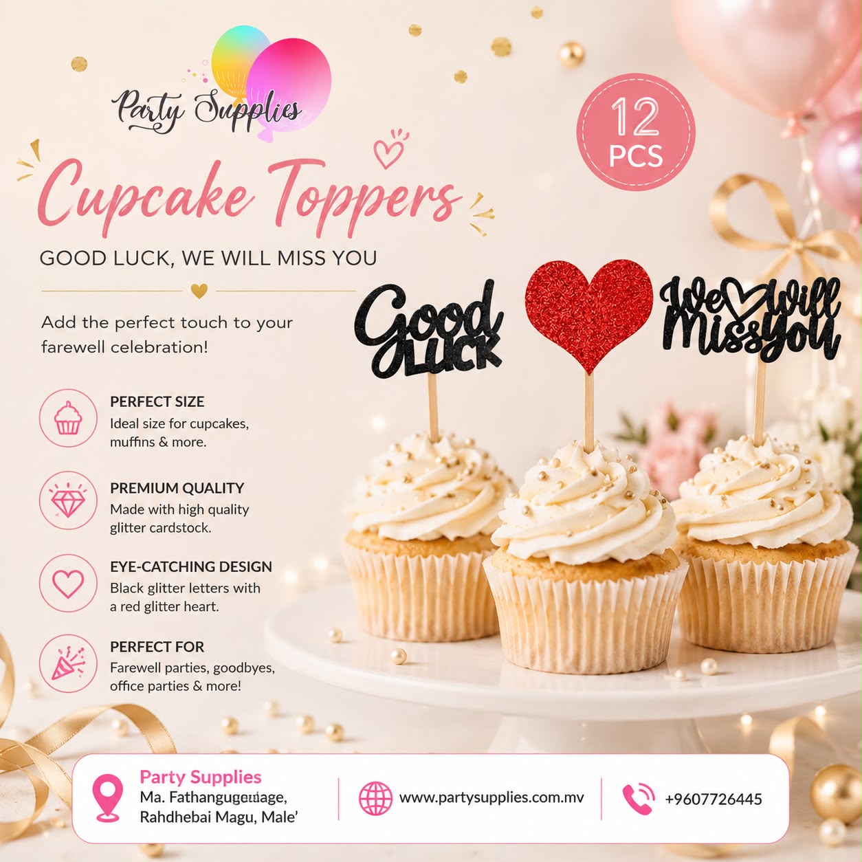 Good Luck, We Will Miss You Cupcake Toppers